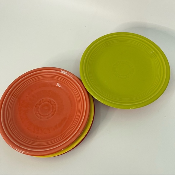 Fiesta Ware 7" LOT OF 6 Salad Bread Plate Red Orange Green - Picture 4 of 7